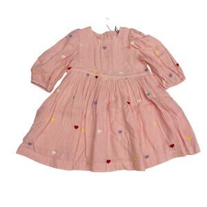NWT Pink Chicken 2Y Brooke Dress with Candy Heart Embroidery